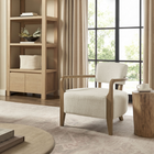 Modway Zinnia Linen Blend Accent Chair - Ivory-Rubberwood Arms