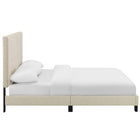 Modway Melanie Tufted Button Upholstered Fabric Full Platform Bed - Beige-Padded Tufted Button Full Headboard
