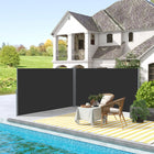 Outsunny Double Retractable Side Awning - Black-Automatic retractable function easily pulls with handle
