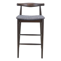Zuo Tuzka Barstool - Grey/Espresso - Set of 2-Cozy polyester linen fabric