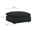 Modway Commix Down Filled Overstuffed Boucle Fabric Ottoman - Black-Boucle Fabric Upholstery