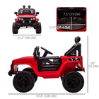 Aosom 12V Kids Ride-On Off-Road Toy Truck - Red-Working headlights, steering wheel, and horn 