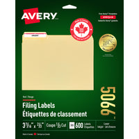 Avery TrueBlock Laser/Inkjet File Folder Labels, 3-7/16" x 2/3", Red Bar, 600 Pack (5066)-File Folder Label