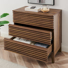 Modway Render Large 3-Drawer Nightstand - Walnut-Full Glide Drawers