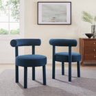 Modway Toulouse Performance Velvet Dining Chair - Midnight Blue - Set of 2-Stain-Resistant Upholstery