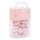 JAM Paper Colourful Push Pins - Baby Pink Pastel - 100 Pack-Size: Standard (approx 1 inch) | Steel tipped - perfect for pinning notes on corkboards and cubicles
