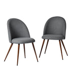 FurnitureR Velvet Dining Side Chair - Grey - 2 Pack-Metal legs in wood grain finish
