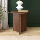 Hudson&Canal Anders 20"W Round Side Table - Satin Walnut-Clean with a soft, dry cloth and no harsh chemicals or abrasive cleaning materials