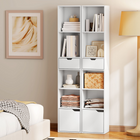 HOMCOM 6-Tier Tall Narrow Bookcase with Drawer and Door - White-Elegant white embossed wood effect finish enhances any modern home decor 