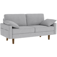 HOMCOM 66.5" Velvet Upholstered 3 Seater Sofa Couch with 2 Pillows - Grey-Compact design maximizes seating for three without taking up space  