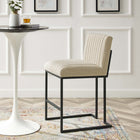 Modway Indulge Channel Tufted Fabric Counter Stool - Beige-Soft Fabric Upholstery