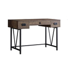 Monarch I 7412 Wood Grain with Black Metal Computer Desk - Brown-Thick paneled computer desk finished in a warm brown reclaimed wood-look, with attractive black metal legs