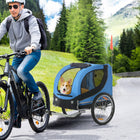 Aosom Pet Bike Wagon and Cargo Carrier with Hitch and Reflectors - Blue-Zippered front and back doors for easy entry 