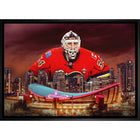 Miikka Kiprusoff Flames Skyline - Framed Canvas - 31" x 22"-Premium canvas print with gallery-wrapped edges