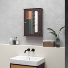 Kleankin Wall Mount Bathroom Mirror Cabinet with Shelves - Dark Brown-Constructed of MDF board for stability