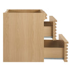 Modway Render 24" Wall-Mount Bathroom Vanity Cabinet - Oak-Full-Extension Drawers