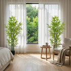 HOMCOM 5' Artificial Bamboo Tree in Pot - Green - 2 Pack-PE moss and cement soil are included that making it more stable and accurate 