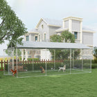 PawHut Outdoor Dog Kennel with Waterproof Cover - 19.7' x 7.5' x 7.5' - Silver-Plenty of room for play and comfort 