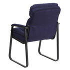 Flash Furniture Navy Microfiber Executive Side Reception Chair with Lumbar Support & Sled Base-Curved Padded Arms