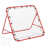 HOMCOM Rebounder Net Football Training Aid Kickback Target Play - Red-High-quality powder-coated steel tubes for durability 