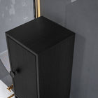 Kleankin Bathroom Storage Cabinet with Shelves and Toilet Paper Holder - Black Wood Grain-Anti-tipping design for added safety
