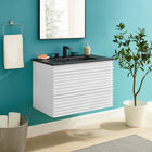 Modway Render 30" Wall-Mount Bathroom Vanity - White/Black-Walnut Grain Vanity