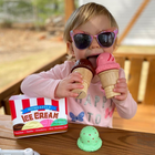 Melissa & Doug Scoop & Stack Icecream-Ice cream scoops store neatly in the sturdy plastic ice cream tub container
