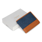 Champs Denim Leather Bi-Fold Wallet - Tan/Blue-2 slot pockets