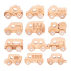 TickiT Natural Wooden Vehicles - Set of 12-12 vehicles: This set includes 12 solid, beechwood vehicles with rotating wheels. Use this wooden toy set in small-world or imaginative play. And learn about travel and community services