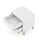 Manhattan Comfort Rockefeller 20.08" Mid-Century Modern 2-Drawer Nightstand 2-Piece Set - White-Perfect for Storage or Display Items