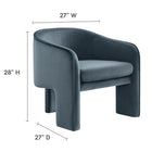 Modway Greer Performance Velvet Upholstered Accent Armchair - Cadet Blue-Stain-Resistant Upholstery