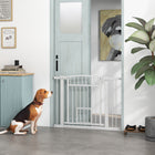 PawHut 30"-41" Dog Gate with Small Door and Extension Kit - 30" H-Pressure mounting or drilling options
