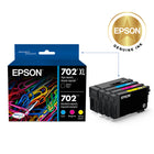 Epson T702 Ink Cartridge Combo Pack - High Capacity Black/Standard Capacity Colour CMY-Worry-free handling - smudge, fade and water resistant prints 