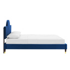 Modway Aurora Performance Velvet Queen Bed - Navy-Reinforced Center Beam and Support Legs