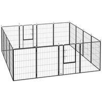 PawHut 16-Panel Dog Playpen with Straps for Large Dogs - 39" H-Sixteen panels are configured into various shapes for versatile setups