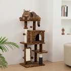 PawHut 41" Cat Tree with Scratching Posts - Cat Bed & Condo - Leopard Print-Scratching posts prevent damage to home furnishings
