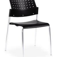 Global Sonic Armless Stacking Chair - Night with Chrome Frame-Armless Stacking Chair