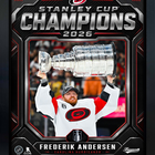Frameworth Carolina Hurricanes 2026 Stanley Cup Champions: Frederik Andersen Shield PhotoGlass Framed Photo - 18" W x 22" H-Officially licensed NHL and NHLPA photo: Frederik Andersen 16x20 PhotoGlass Frame Carolina Hurricanes 2026 Stanley Cup Champions Shield Design for Carolina Hurricanes fans and collectors