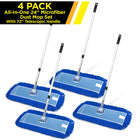 Gritt Commercial All-In-One 24” Microfiber Dust Mop Set with 72" Telescopic Handle - 4 Pack-Frame crafted from rust-resistant, black powder-coated metal wire