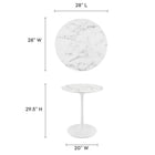 Modway Lippa 28" Round Faux Marble Dining Table - White-Artificial Marble Tabletop