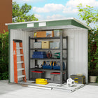 Outsunny 7' x 4' Lean to Garden Shed with Foundation Kit - Green-Air vents to keep storage metal shed inside fresh and aerated
