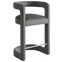 Modway Winslow Performance Velvet Counter Stool - Storm Gray-Barrel Back Design