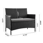 Manhattan Comfort Imperia Modern Patio 4-Person Conversation 4-Piece Set with Coffee Table - Black/Grey-Coffee Table Measures: 31.50" Length, 18.90" Depth, 15.35" Height