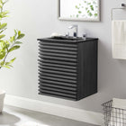 Modway Render 18" Wall-Mount Bathroom Vanity - Charcoal/Black-Walnut Grain Vanity