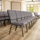Flash Furniture HERCULES Series 18.5"W Church Chair with Book Rack - Gold Vein Frame - Grey Fabric-800 lb. Weight Capacity