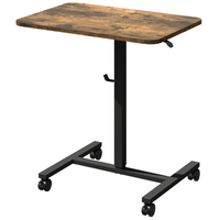 HOMCOM 28" Pneumatic Height Adjustable Standing Desk with Wheels - Rustic Brown-Gas lift smoothly adjusts rising desk between 29.5"-45.3"