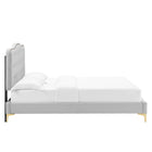 Modway Amber Tufted Performance Velvet Twin Platform Bed - Light Grey-Wood Slat Support System
