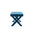 Manhattan Comfort Abigail 42.12" Mid-Century Modern Velvet Upholstered Ottoman Bench - Blue-Delivered to you Fully Assembled! No Assembly Required
