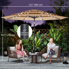Outsunny Patio Umbrella with Solar Lights and Cover - 9.3' - Khaki-Comes with a protective cover to extend the umbrella's lifespan