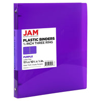 JAM Paper Plastic 0.5" 3-Ring Binder - Purple-Colour: Purple | Be stylish and organized with colourful binders.
